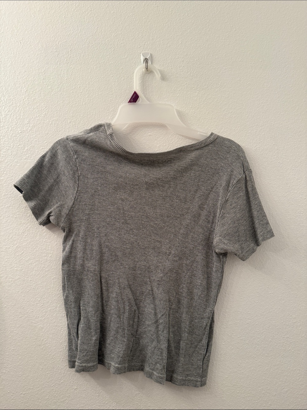 On Fire Gray Ribbed Short Sleeve Tee - Picture 3 of 3